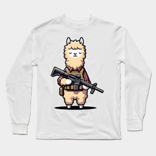 Tactical Alpaca Adventure Tee: Where Whimsy Meets Command Long Sleeve T-Shirt